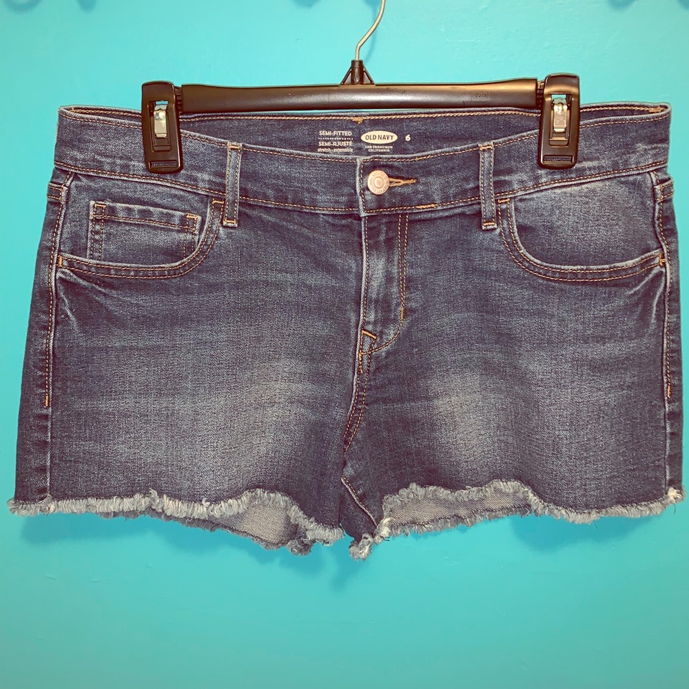Old Navy Raw Hem Mid-Length Jean Shorts